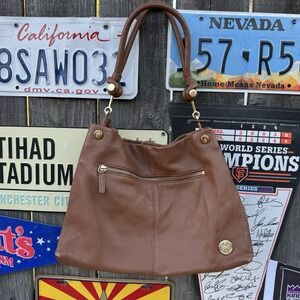 Vince Camuto Ruell Russet Genuine Leather Hobo Shoulder Quality Made!
